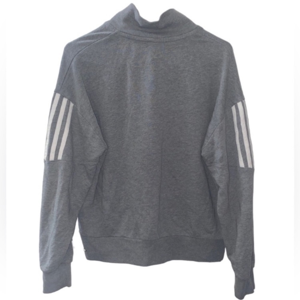 PINK Victorias Secret Woman’s 1/4 Zip Pullover Sweatshirt XS Gray White Stripes - Picture 2 of 12